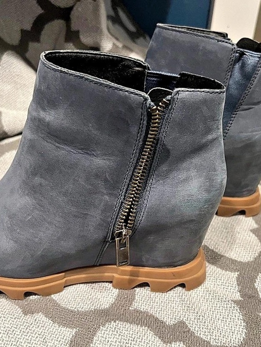 Sorel Joan Uptown Wedge Ankle Boots Blue US 7